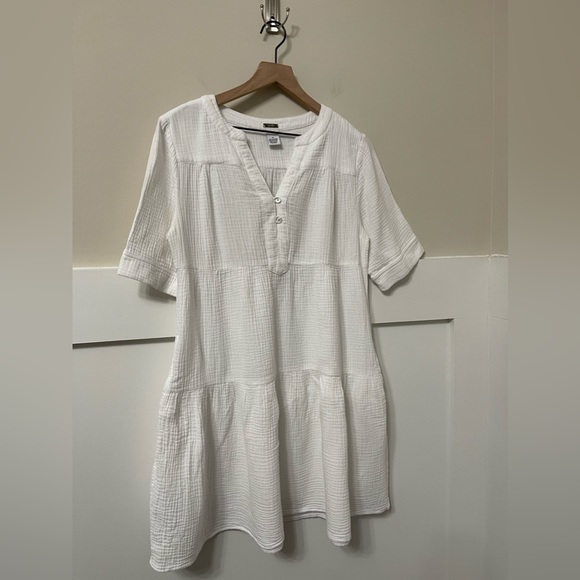 Magaschoni White Organic Cotton Relaxed Flare Dress Size Medium - Picture 4 of 8